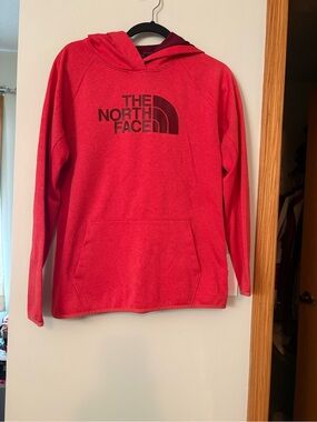 Large The North Face Red and Burgundy Women's Fleece Hoodie